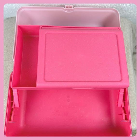 ULTA Beauty Pink Glitter Train Case Makeup Cosmetic Organizer Mirror Handle - Picture 8 of 8